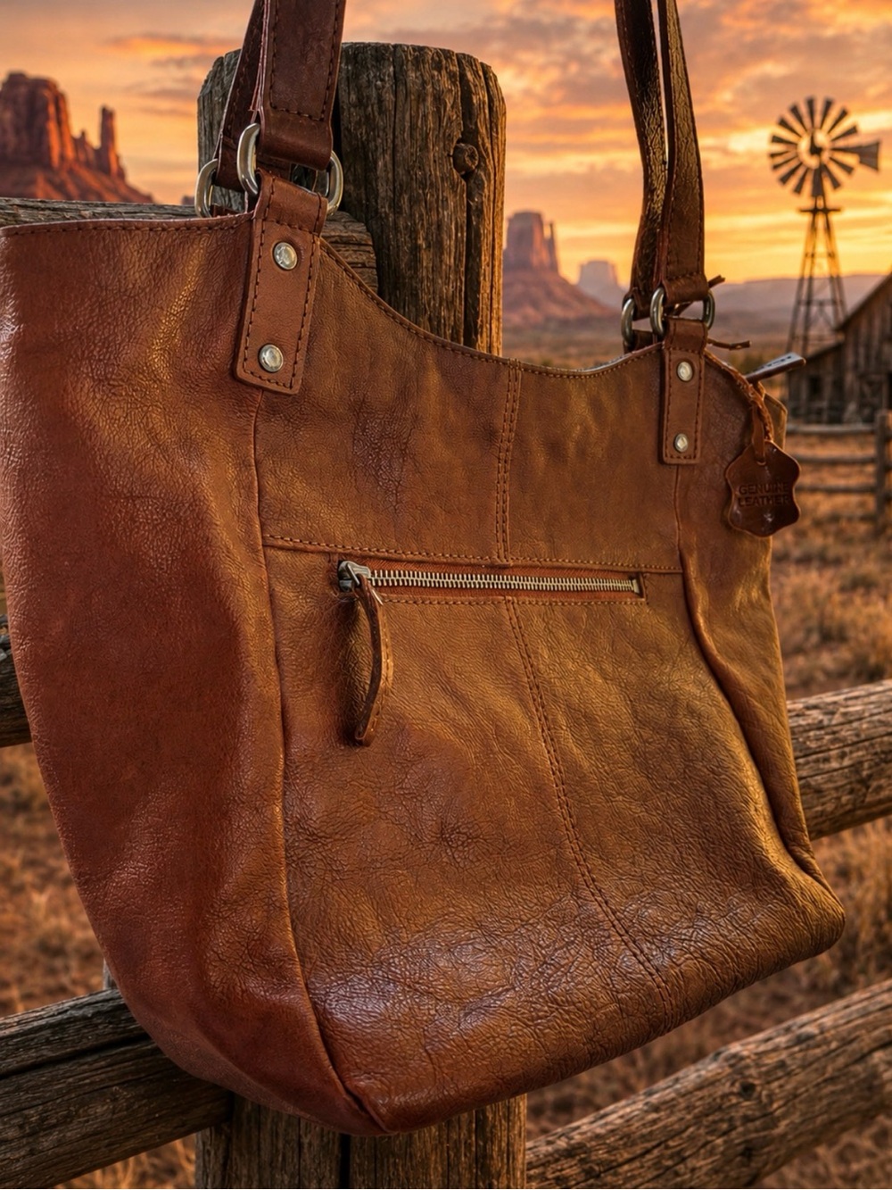 Women's Brown Leather Shoulder Bag - Casual Everyday Carry